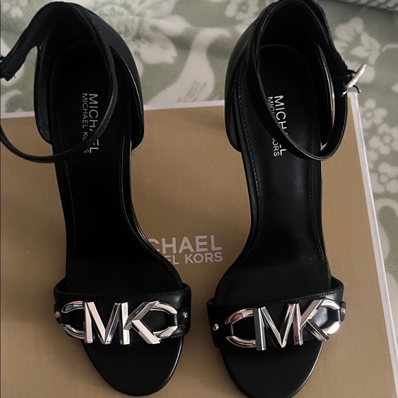 Michael Kors Shoes - Michael Kors Black Heels with Silver Logo